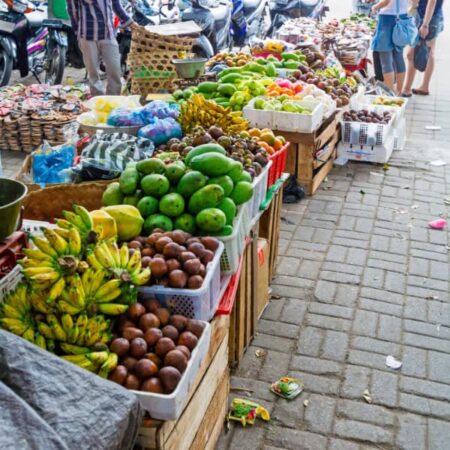 traditional fruit street market in ubud city bali